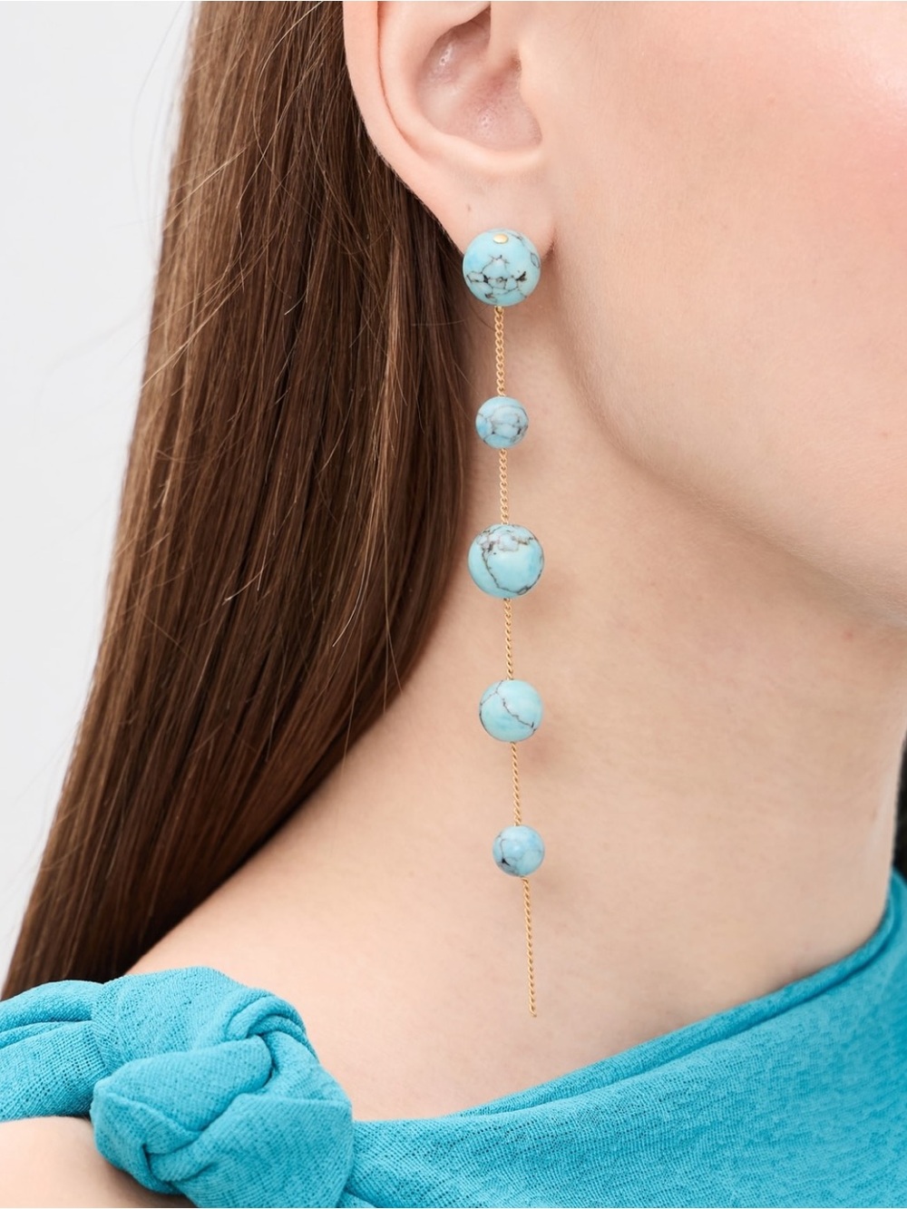 New! Cult Gaia Atum Drop Earrings in Ibiza Turquoise